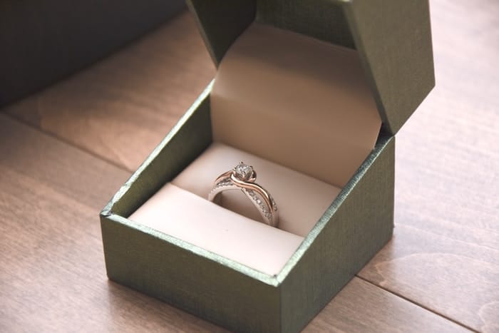 Diamond ring in a box
